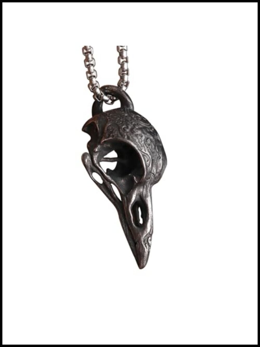 Stainless Steel Raven Skull Pendant Necklace Viking Punk Jewelry Gift